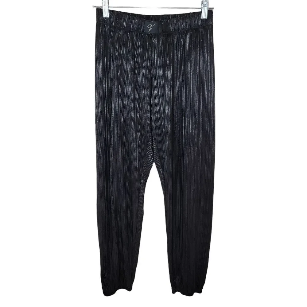Victoria's Secret Plisse Sleep Pant Jogger Shimmer Shiny Black XS